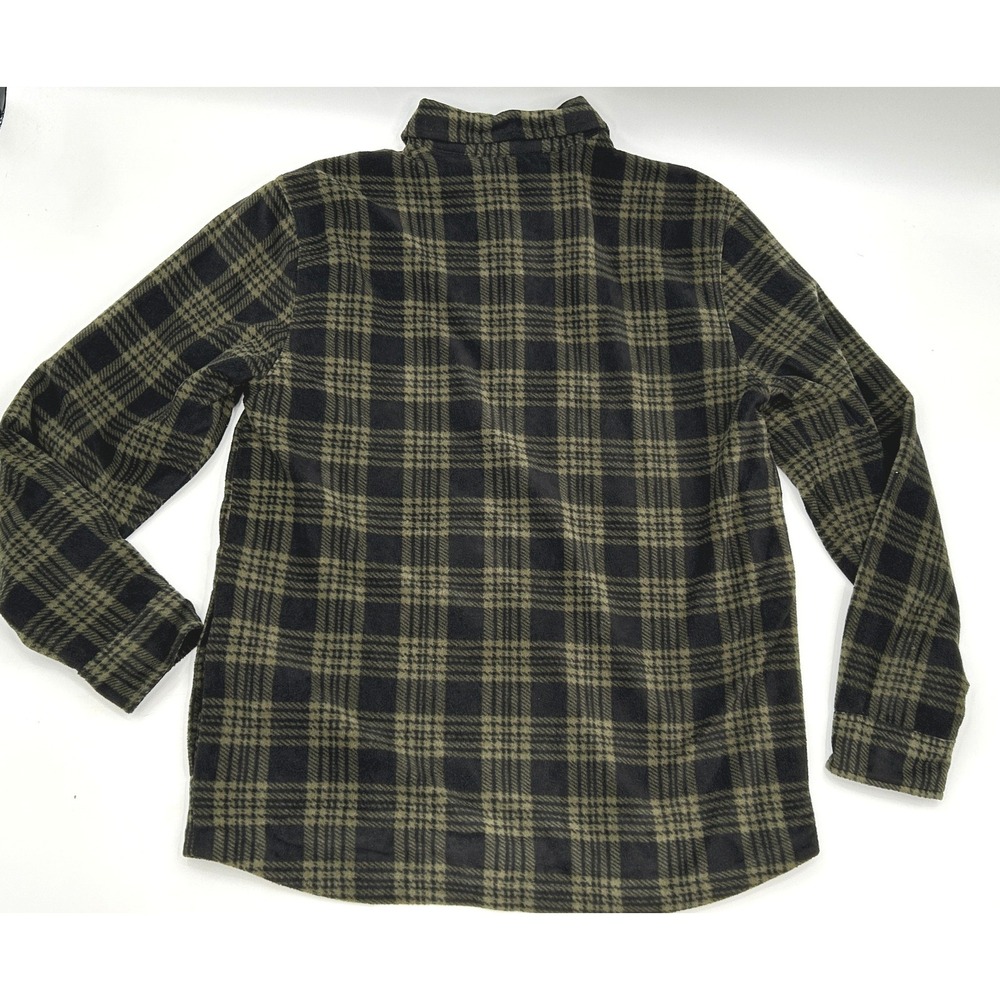 Volcom Mens XL Plaid Fleece Shirt Jacket Olive Green Black Snap Front A1602002 - Picture 3 of 10